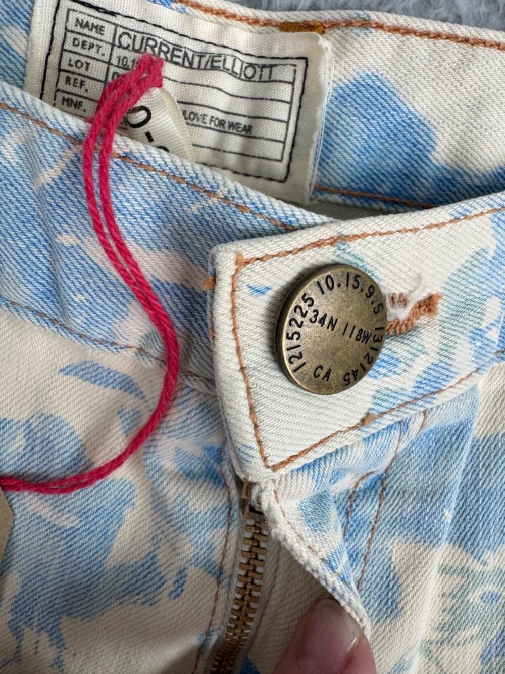 Current/Elliott Boyfriend Shorts Blue Rose Floral Denim Womens 29 Hippie Retro - Picture 8 of 13